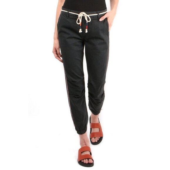 Sundry zip jogger track striped athletic athleisure pants in coal. - Picture 1 of 9